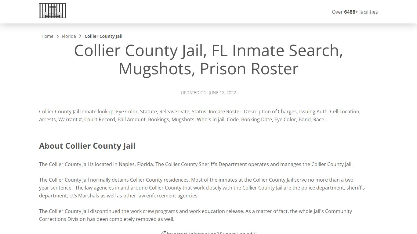 Collier County Jail, FL Inmate Search, Mugshots, Prison ...